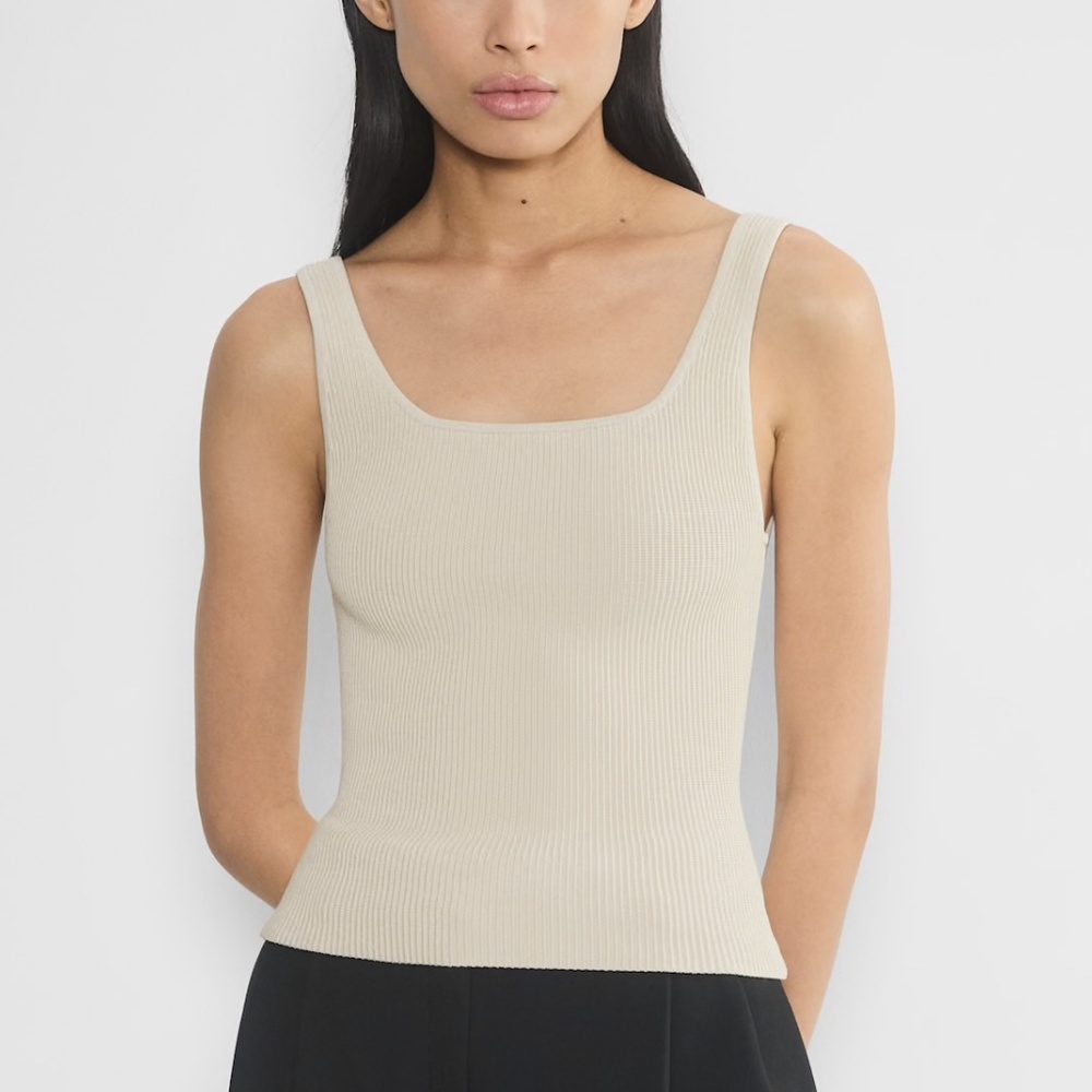 Aritzia Babaton Sculpt Knit Squareneck Tank in Matte Pearl